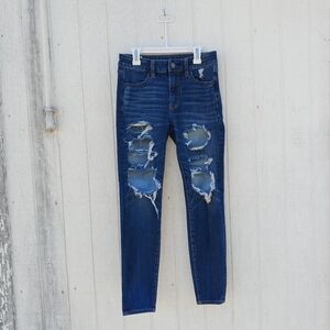 American Eagle 360 Next Level Stretch Hi-Rise Jegging Distressed Jeans 4 Short